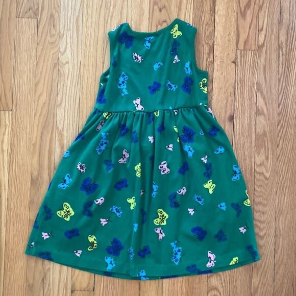 Hanna Anderson 120cm US 6/7 green tank dress organic cotton floral butterfly - Picture 3 of 4